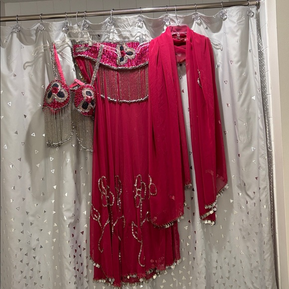 Red Beaded Belly Dance Costume - Picture 1 of 7